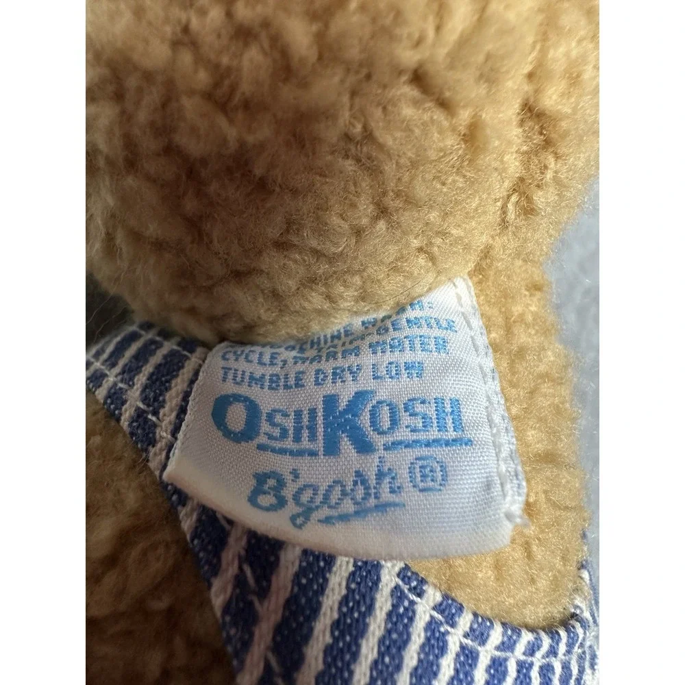 Vintage OshKosh B'Gosh TEDDY BEAR Plush Striped Engineer Overalls  11